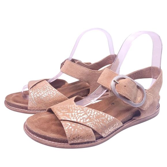 Sofft Womens Bayo Sandals Slingback Beige Gold Suede Buckle Strap Size 7.5M - Picture 3 of 12